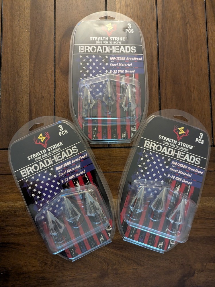 100grain Broadhead Stealth Strike 4 Blade Jagged Broadhead Bow Shooting 3-pack