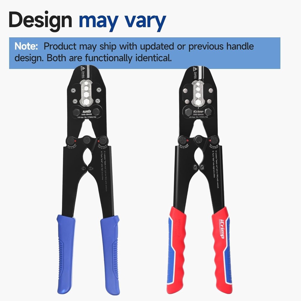 iCrimp Battery Cable Lug Crimping Tool Set includes Cable Lug Crimper, Cable Str