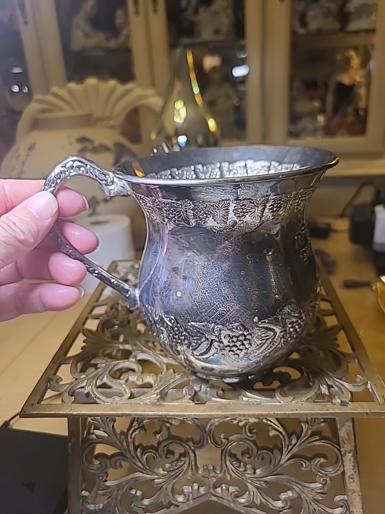 Two Handle Vintage Netillat Yadayim Silverplate Wash Cup