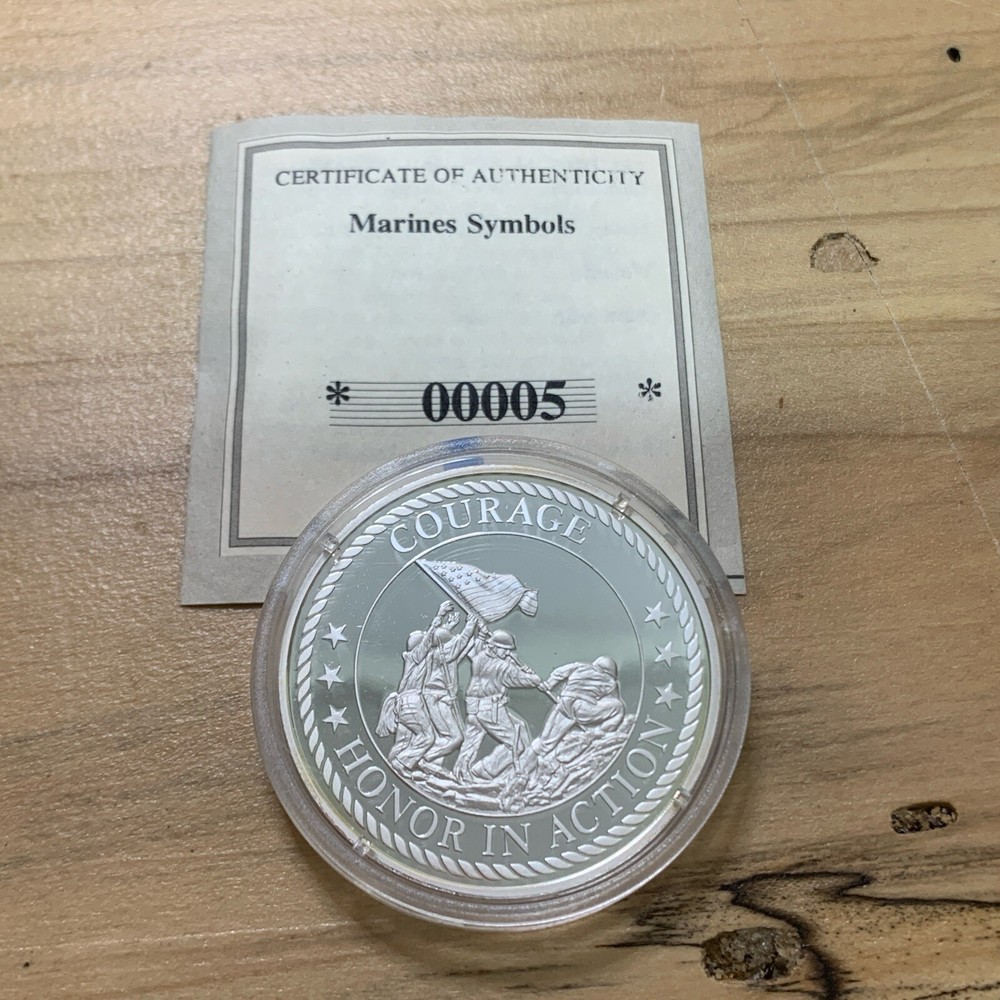 Marine Courage Coin Copper Silver Plated Proof By American Mint E976