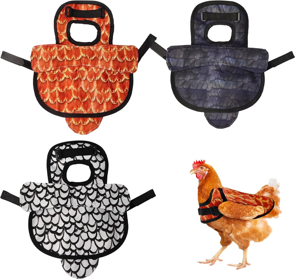 3-Pack Chicken Saddle Hens Adjustable Hen Saddle Back Protector Jacket Hens Wing