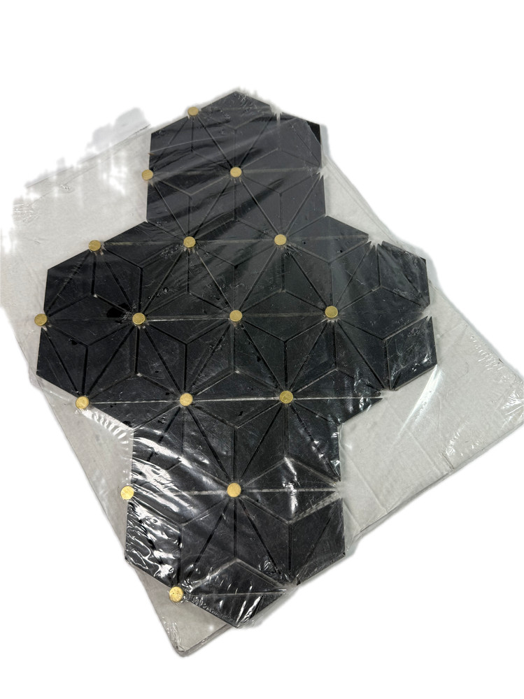 3D Wall Panel Tiles Black Geometric Basalt Nova Noir Set Modular
