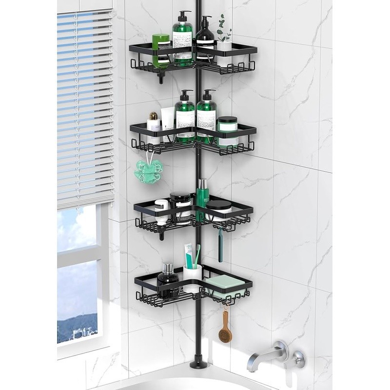 Height Adjustable Shower Caddy Corner Organizer 4-Tier Waterproof Rustproof New