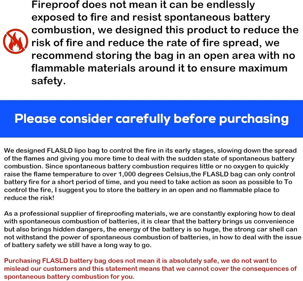 2-Pack Lipo Fireproof Bag Ebike Accessories Battery Charging Case Charge Expl...