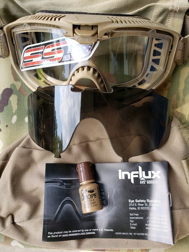 ESS Influx Adjustable Ventilation System Ballistic Goggle Terrain Tan EE7018-04