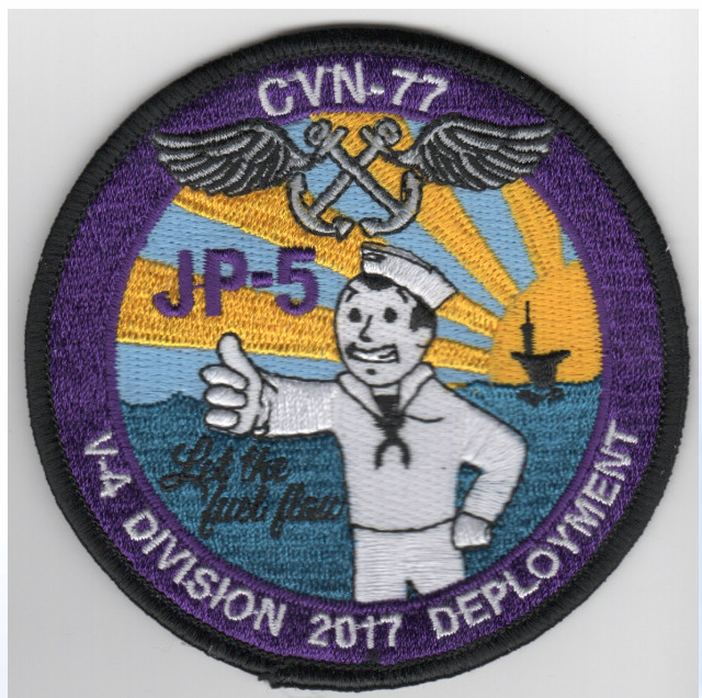 3.5" NAVY CVN-77 JP-5 V-4 EMBROIDERED PATCH