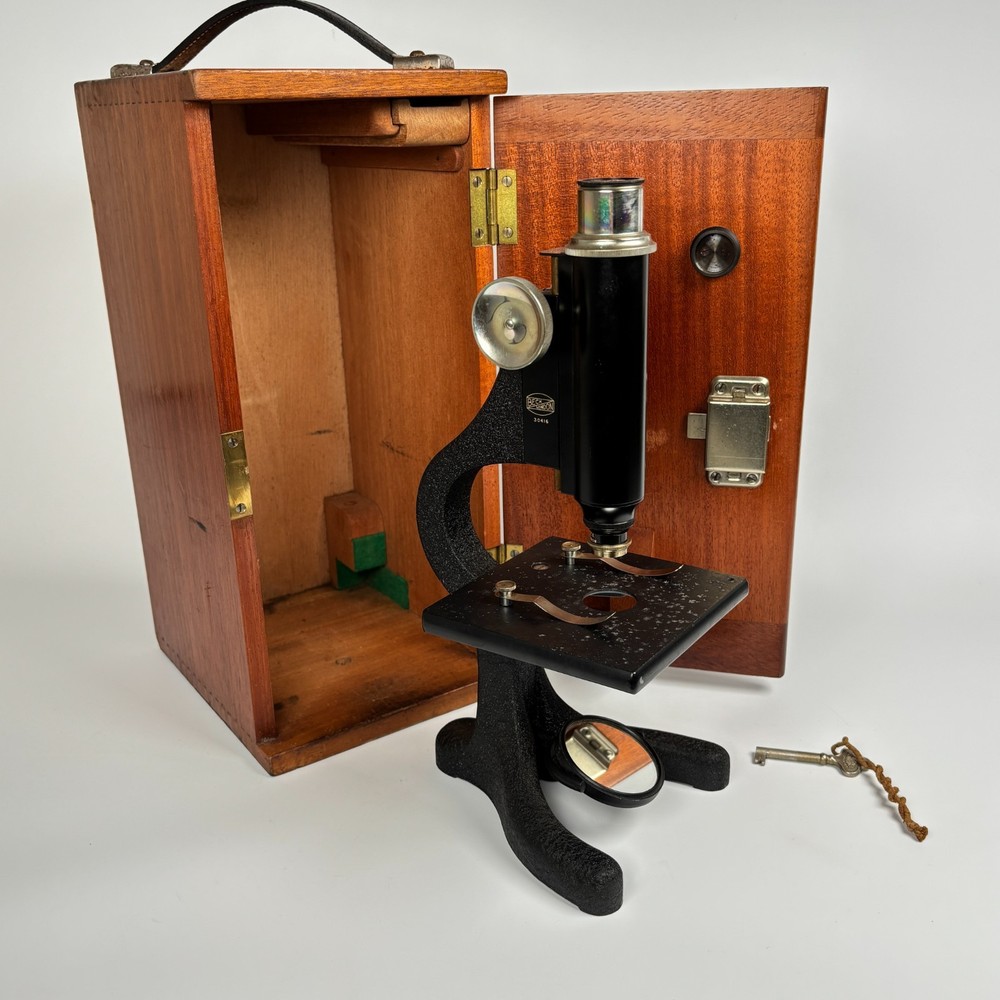 Beck Microscope Model 10 + Objective Lens & Wooden Case Antique