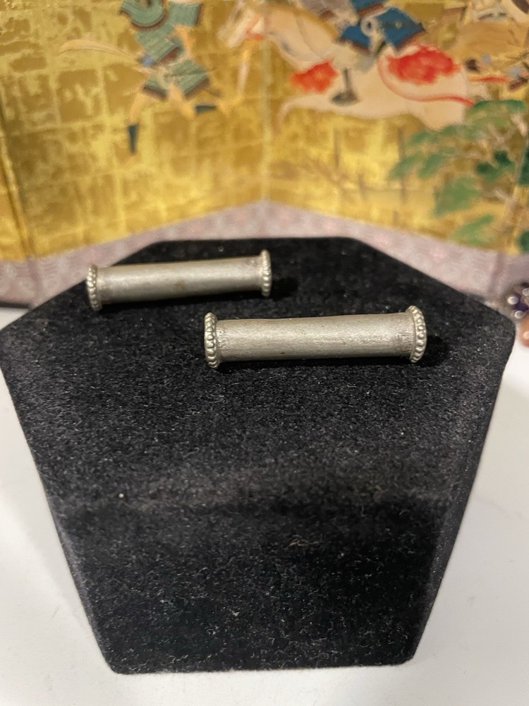 Antique Turkmen Silver Column Beads