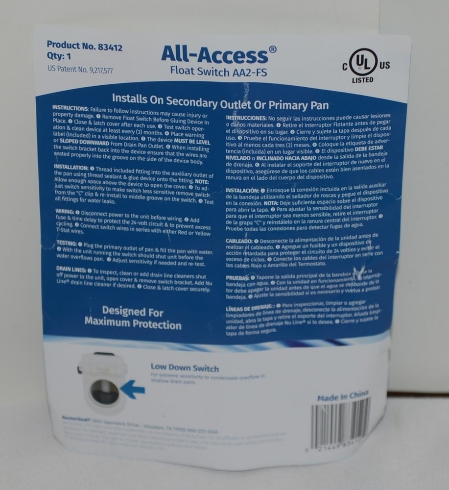 Rectorseal AA2FS All Access Condensate Shut Off Float Switch