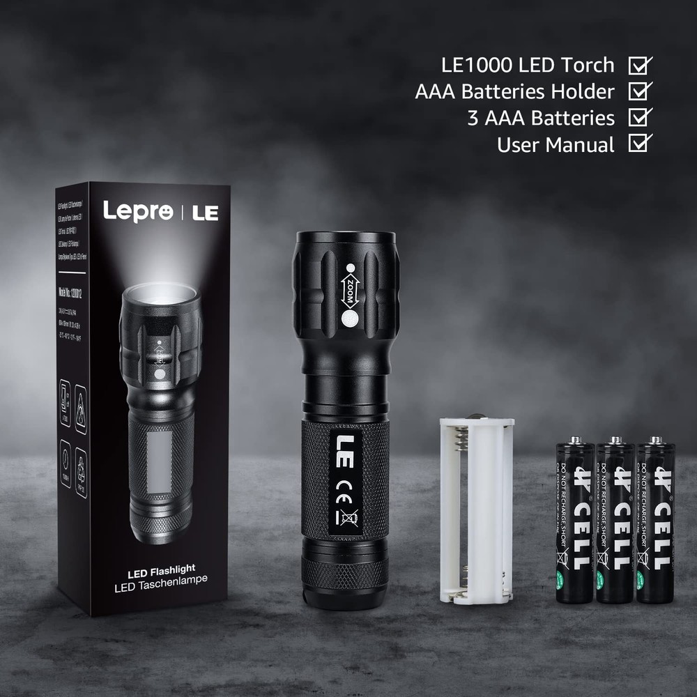 Lighting EVER LED Flashlights High Lumens, Small Flashlight, Small, Black