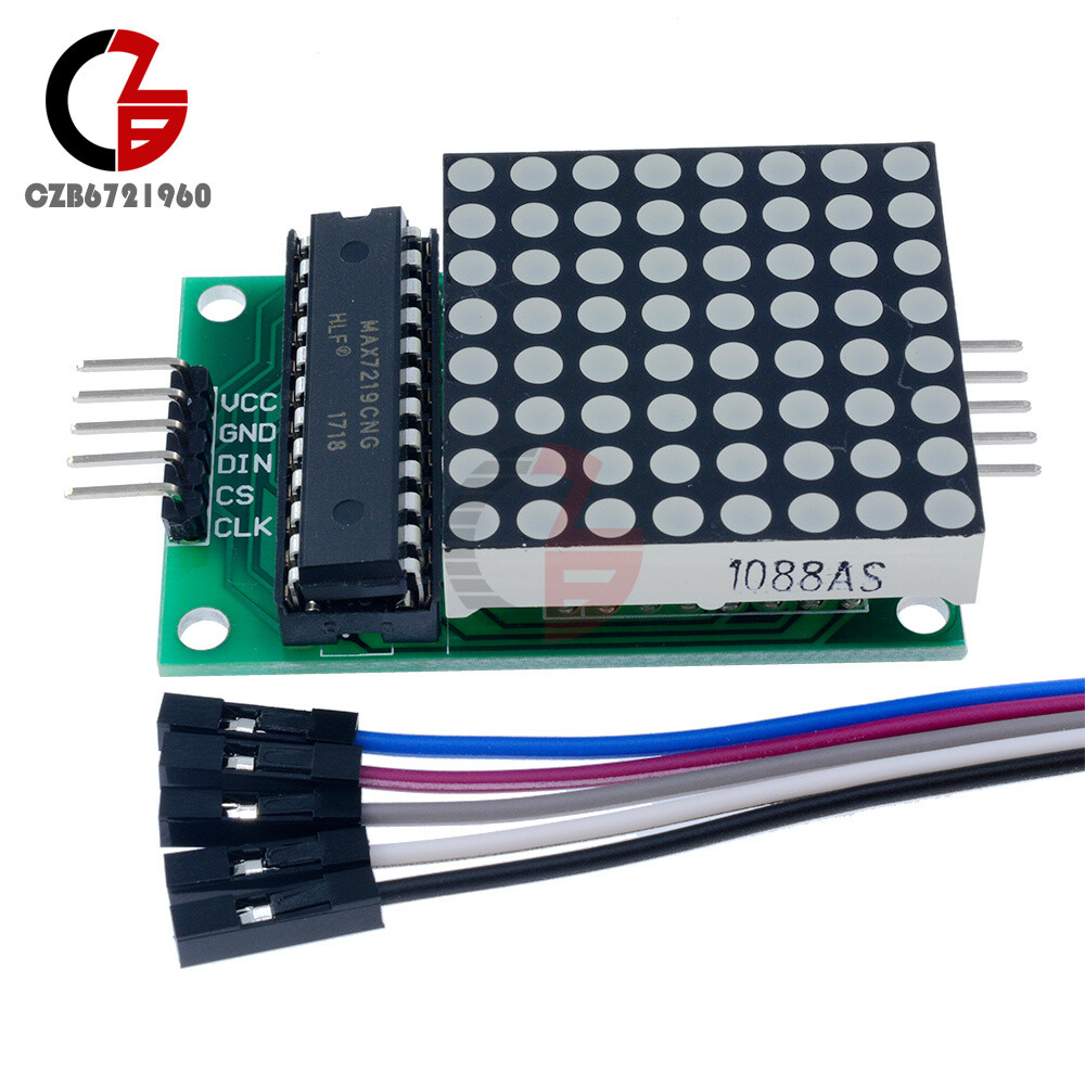 2PCS MAX7219 LED 8x8 Dot Matrix Module Red Light Assembled w/ Cable For Adduino