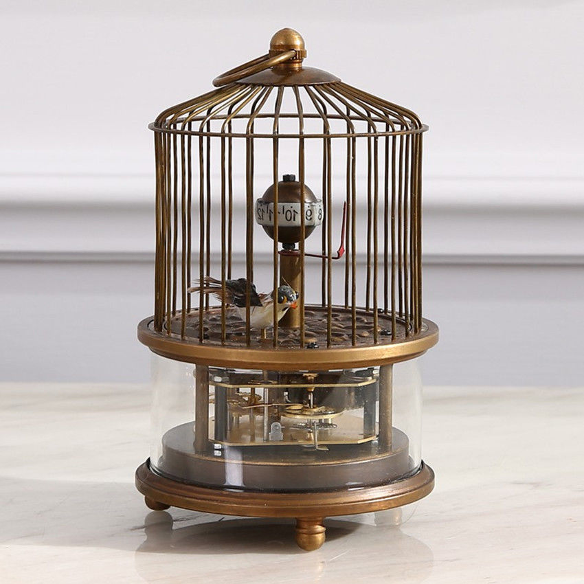 Rare Brass Birdcage Mechanical Table Clock