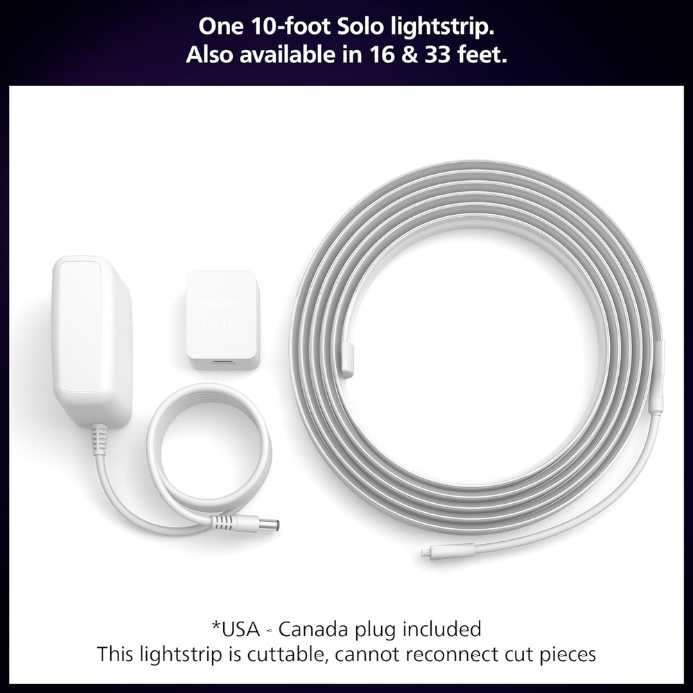 Indoor 10 Ft Smart LED Solo Lightstrip Base Kit - 1 Pack - Control with Hue App
