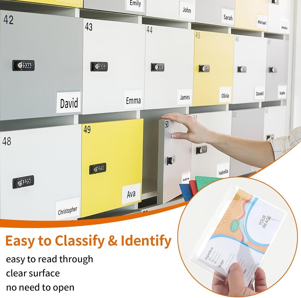 44 Pack Adhesive Pockets, Bin Labels for Storage Bins, Clear 3×5 inch,