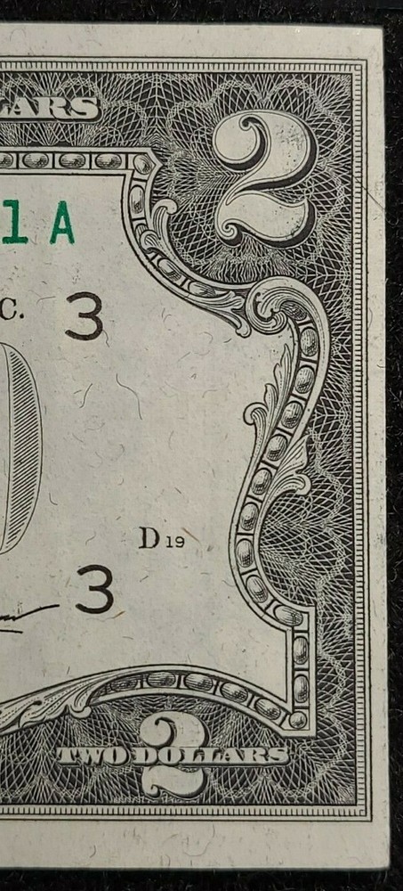 1976 $2 uncirculated error note Over-inking, shift, cut & bleed errors very rare