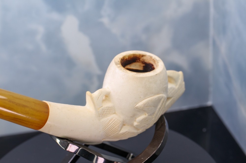 Cleaned- STUNNING Block Meerschaum Eagle dragon claw Pipe Bent Billiard