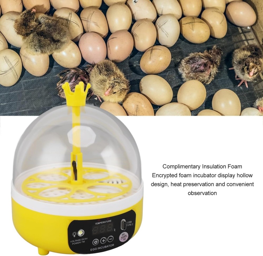 Automatic 4-Egg Mini Incubator with Temperature Control, for Chicken Duck Pig...