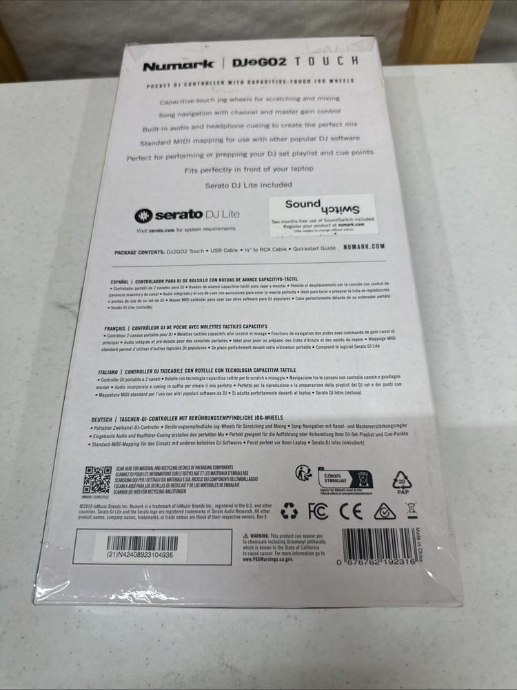 Numark DJ2GO2 Touch Portable DJ Controller for Serato DJ - Open Box