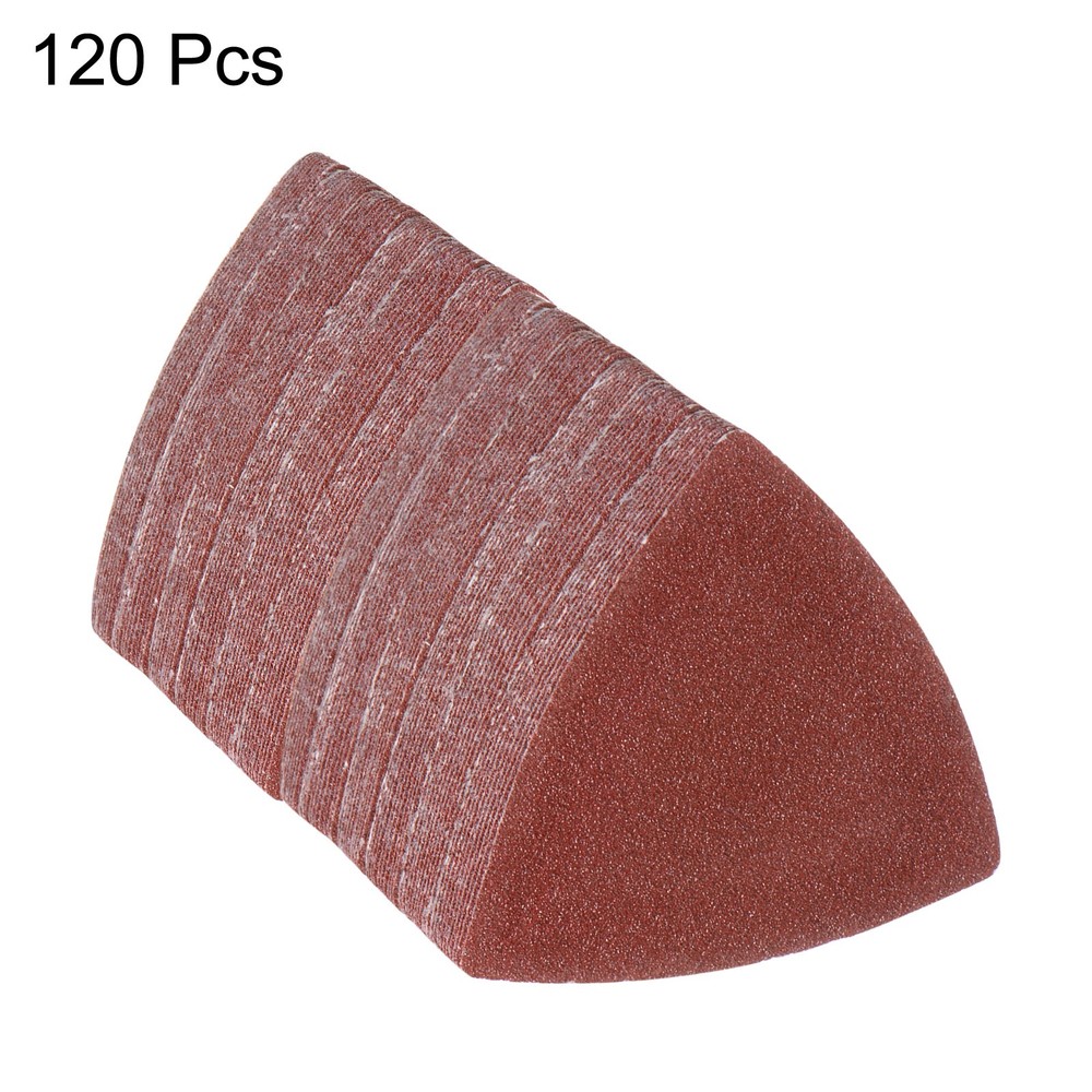 120pcs 80 Grits 80mm Aluminum Oxide Triangular Hook & Loop Sandpapers Pads