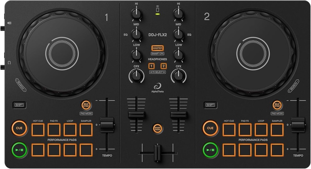 AlphaTheta Pioneer DDJ-FLX2 Corded Electric USB DJ Controller, 2-Channels, Black