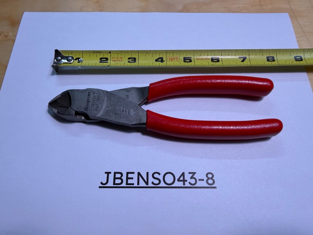 Snap-on Tools USED RED Soft Grip 8" Flush Cutter w/ Hard Wire Feature CC87ACF