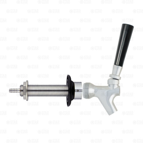 Draft Beer Faucet + 4" Door Shank for Kegerator Keezer Tap Set Chrome Brass
