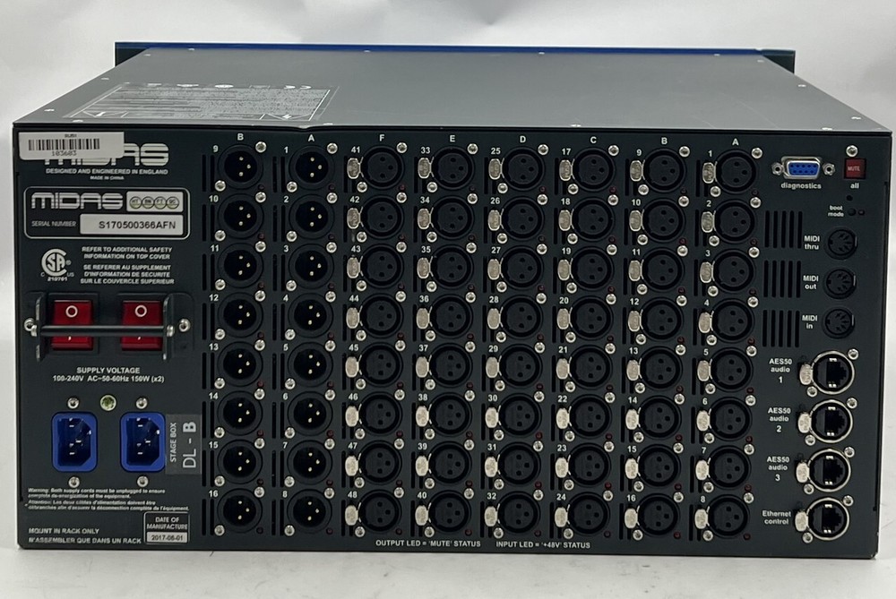 MIDAS DL251 48-INPUT /16-OUTPUT FIXED FORMAT AUDIO SYSTEM I/O STAGE BOX