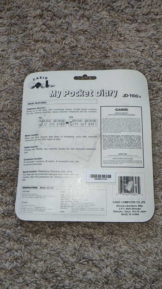 Casio JD-1100-S Magic Diary Electronic Organizer My Pocket Diary.New Sealed.