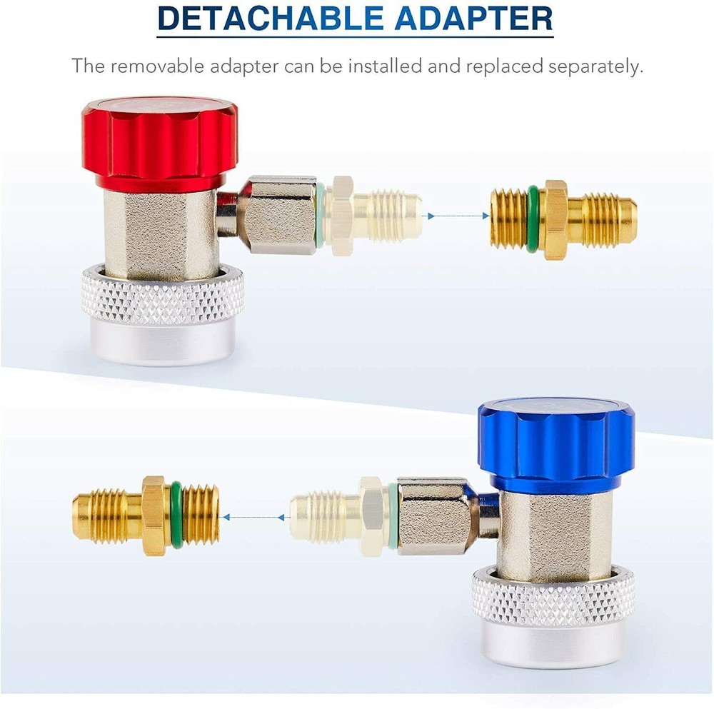 2X Adjustable A/C HVAC Adapter High Low Quick Coupler Hose Connector Fitting Kit