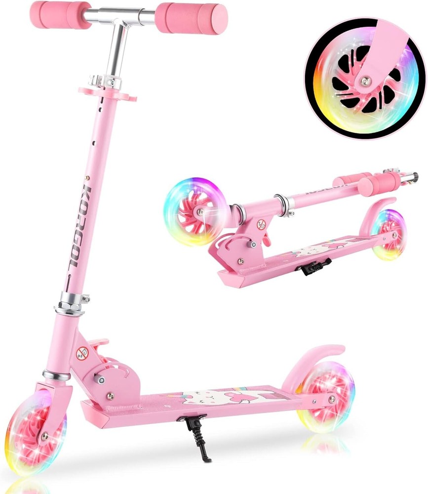 Folding Scooter Handlebar Adjustable with LED Light Up Wheels for Beginner & Kid