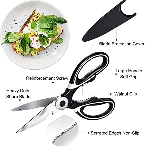 Kitchen Shears Sharp Scissors Stainless Steel Meat Chicken Professional BBQ
