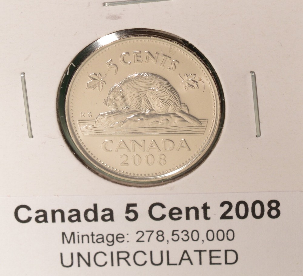 2008 Canada 5 Cent - UNCIRCULATED from Mint Roll 🇨🇦