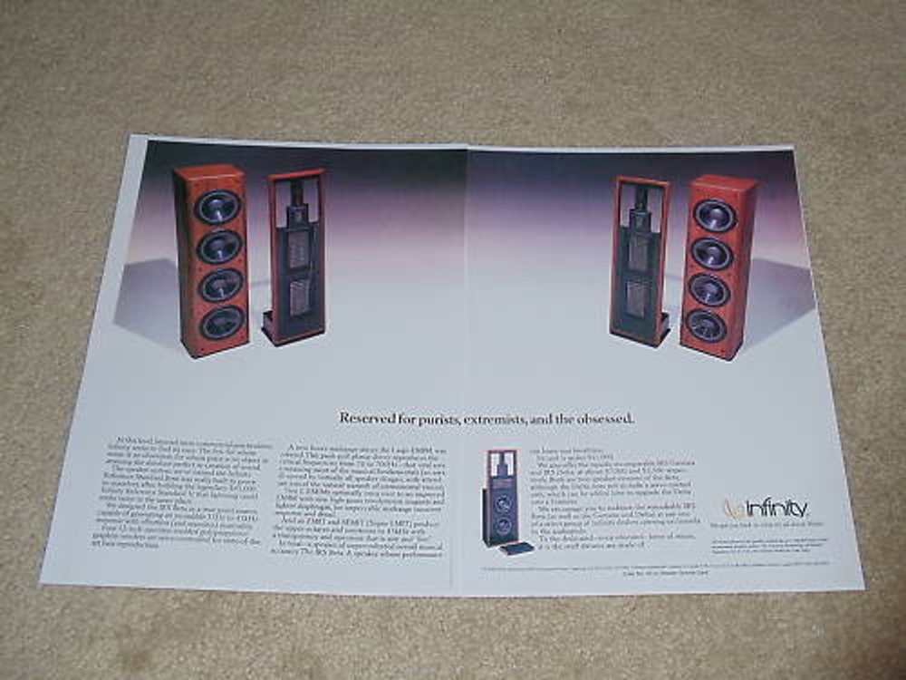 Infinity IRS Beta Speaker Ad, 1988, 2 pg, Article, Delta EMIT Frame Ready!