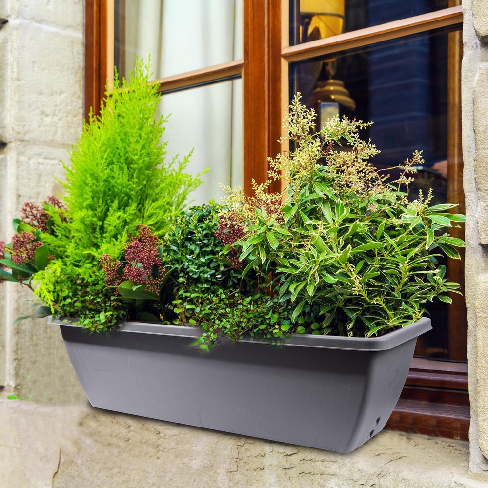 6 Pcs 24 inch Window Box Planter, Large Rectangular Flower Planter Boxes with...