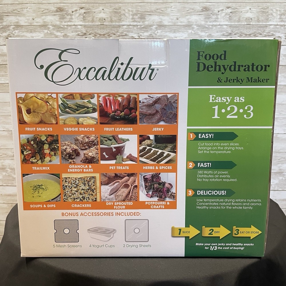 Excalibur ECB50B Food Dehydrator & Jerky Maker 5-Tray Stackable 7 Temps Manual