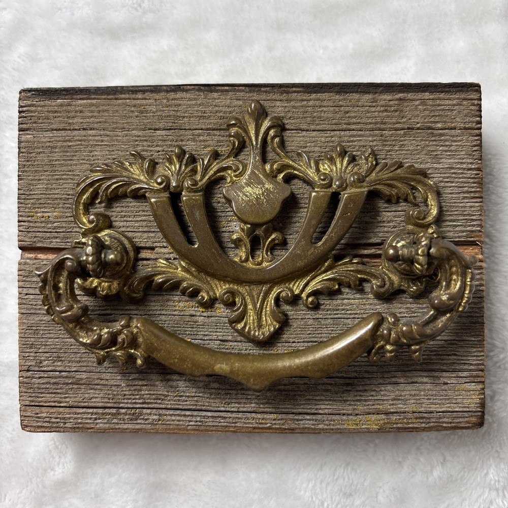 Pair Antique Victorian Ornate Brass Drawer Pulls Handles Rococo Hardware