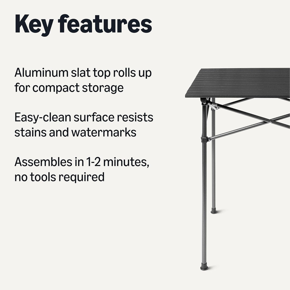 Portable Folding Aluminum Camping Table, Tall, Black