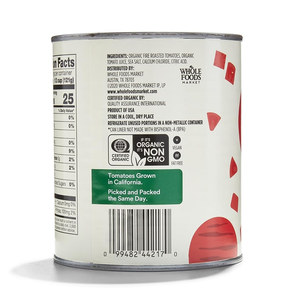 , Organic Diced Tomatoes, Fire Roasted, 28 Ounce