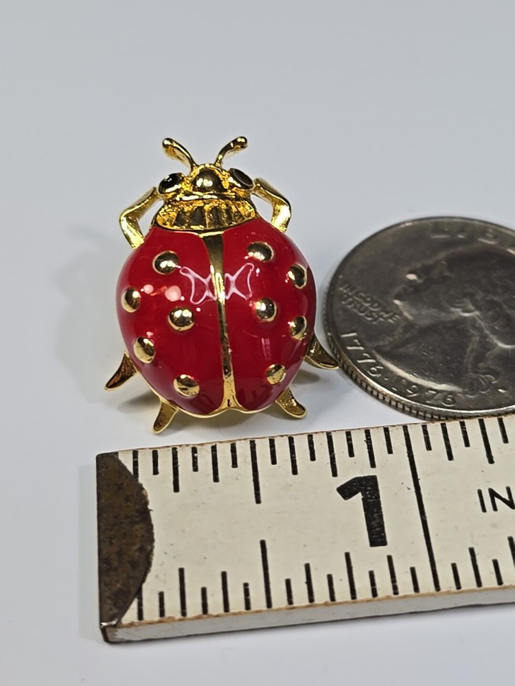 Trifari Red Ladybug Beetle Lapel Pin