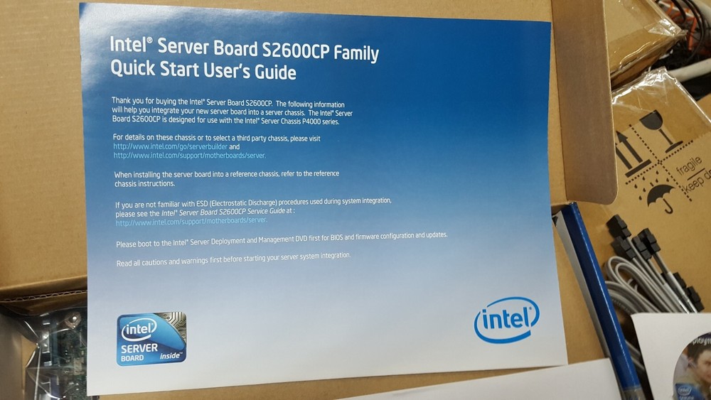 Intel S2600CP2 Server Board DBS2600CP2 with cables, FW CD docs overnight shippin