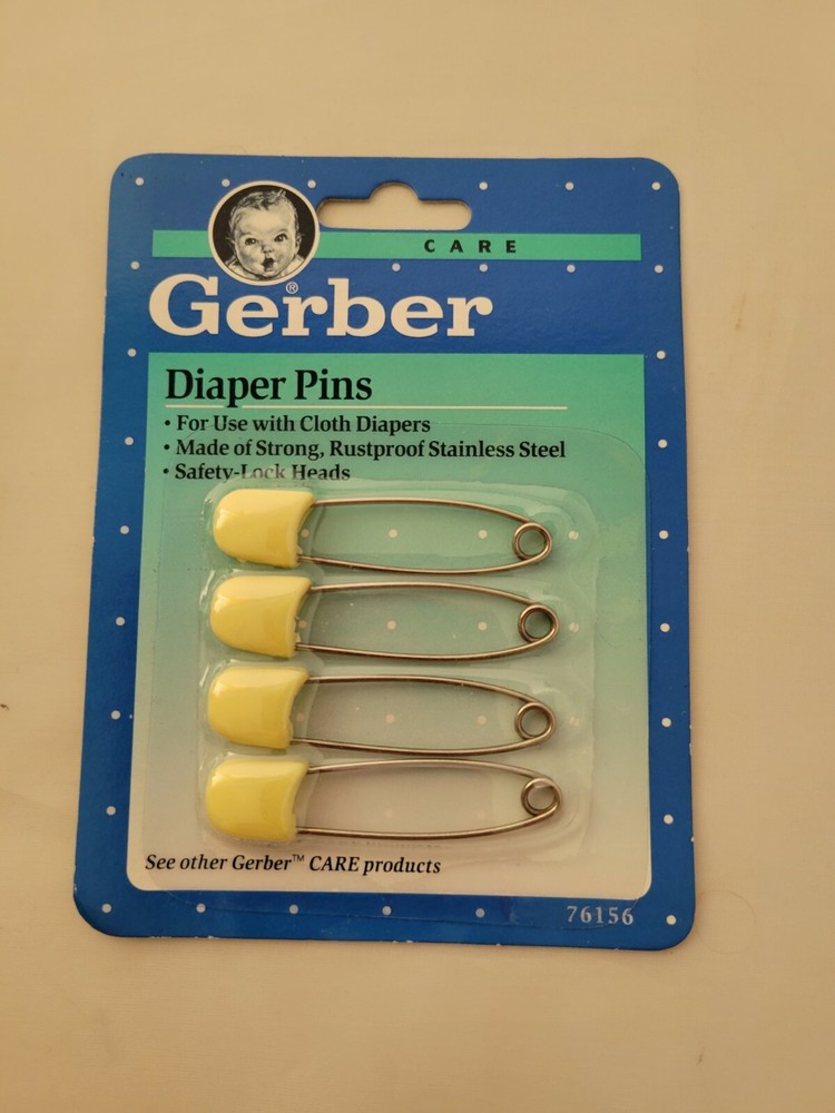 VINTAGE 1991 GERBER DIAPER Pins 4 PACK SEALED NEW YELLOW ENDS