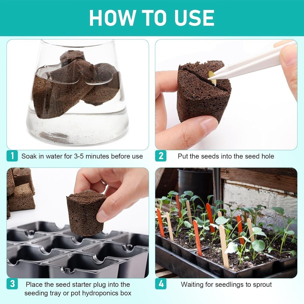 50P Seed Starter Sponge for Germinate Quickly,Hydroponic Sponges Grow Starter