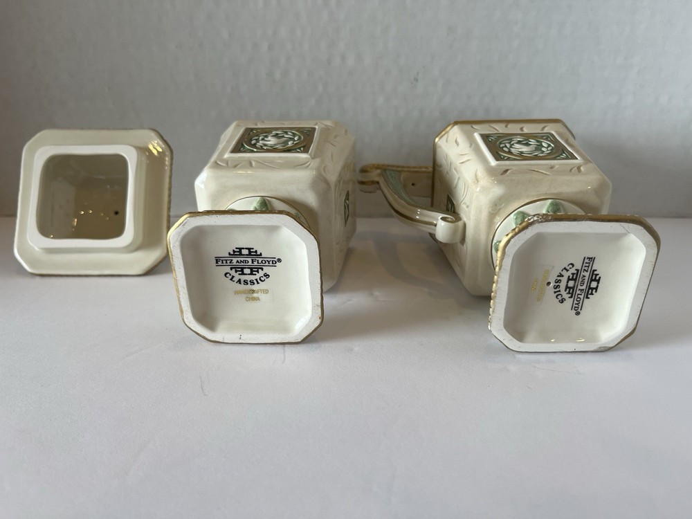 Fitz and Floyd Gregorian Creamer & Sugar Set Pedestal