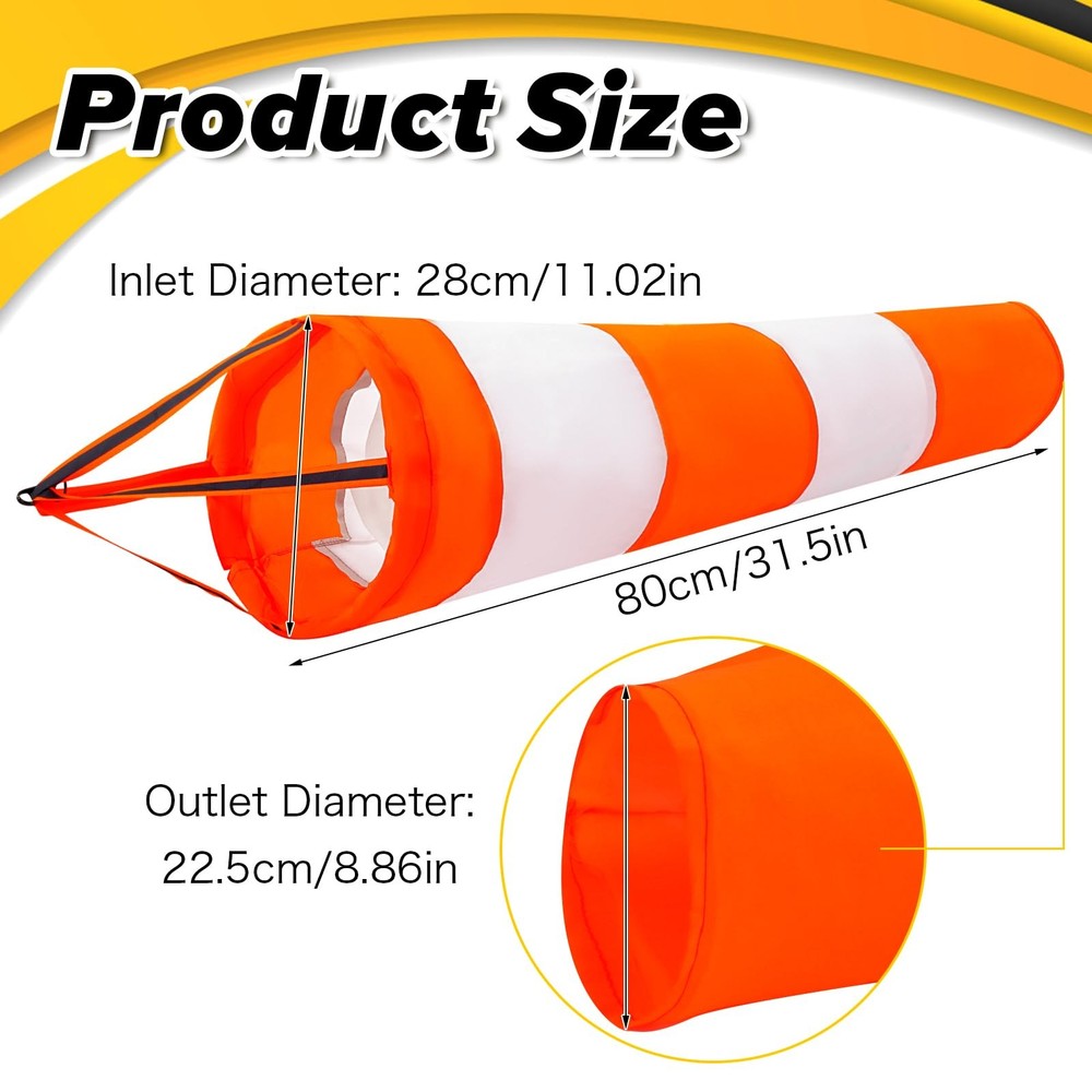 Wind Socks for Outside, Heavy Duty Direction Indicators Orange and White