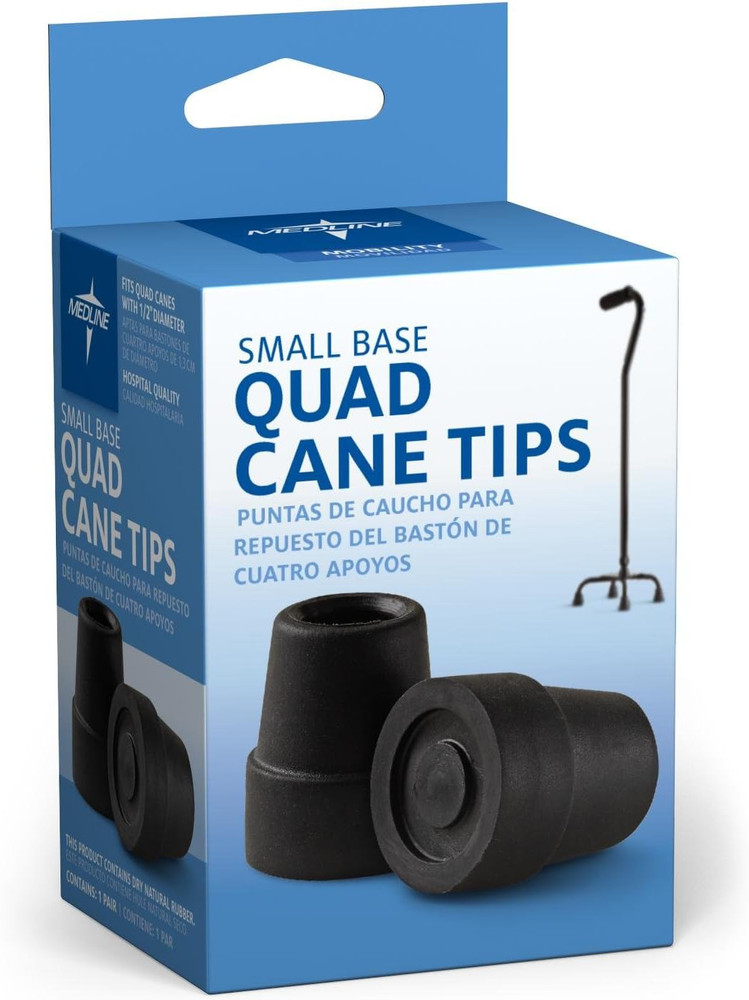 1/2" Tips for Small Base Cane, Black Box contains 1 pair