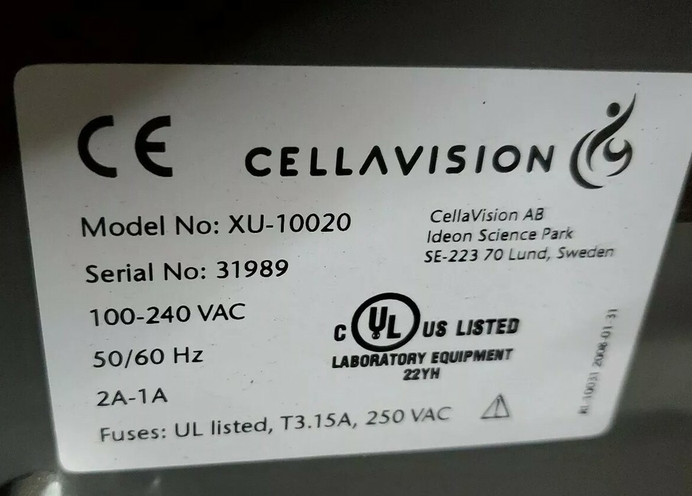 Sysmex CellaVision Control Unit Model XU-10020 Analyzer