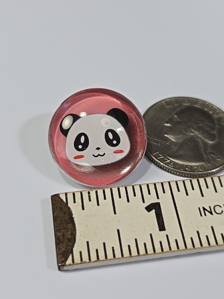Panda Bear Lapel Pin Small Size Pink Background