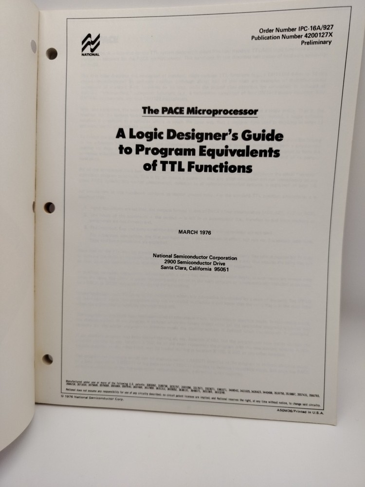 National Semiconductor PACE Microprocessor Manuals Lot 3 TTL Design 1976-77 VTG