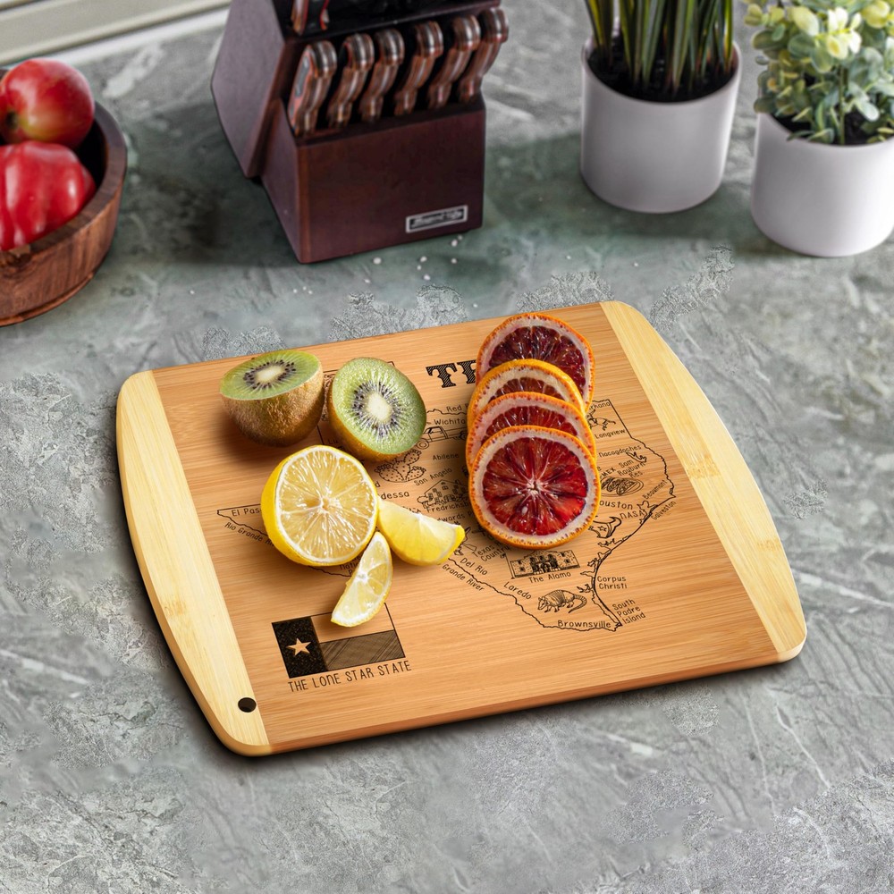 Texas State Map Cutting Board - Bamboo Texas Serving Board 11" x 8.5", Small ...
