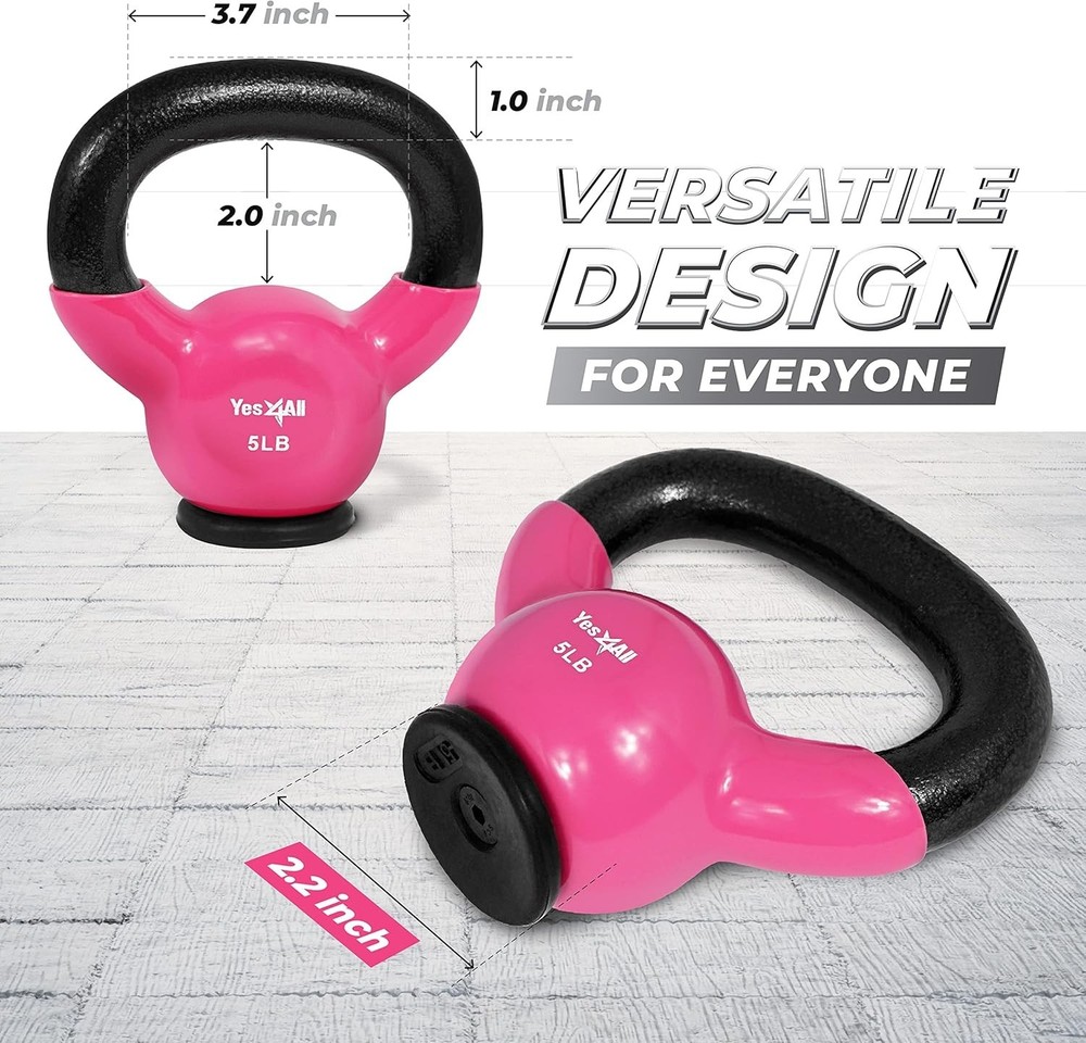 Durable Rubber Bottom Kettlebells 5-65 lbs - Ideal for Home Strength Training